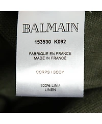 Pre-Owned Balmain Women's Kaki Green Knit Button-Embellished Belted Mini Dress