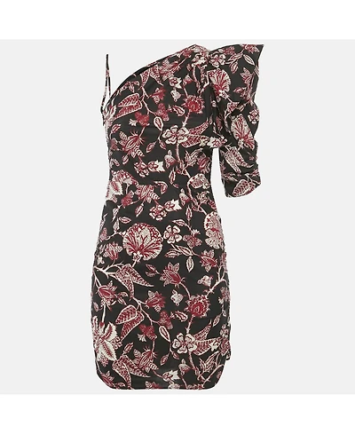 Pre-Owned Isabel Marant Women's Brown Floral Print Cotton One Shoulder Mini Dress