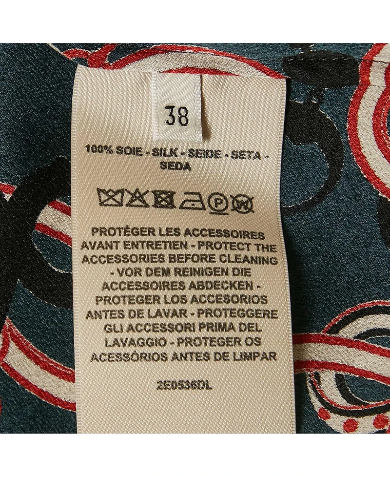 Pre-Owned Hermes Women's Grey Printed Silk Neck Tie Midi Dress