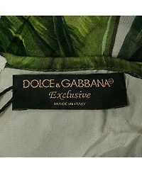Pre-Owned Dolce & Gabbana Women's Green Tropical Print Silk Flounce Dress