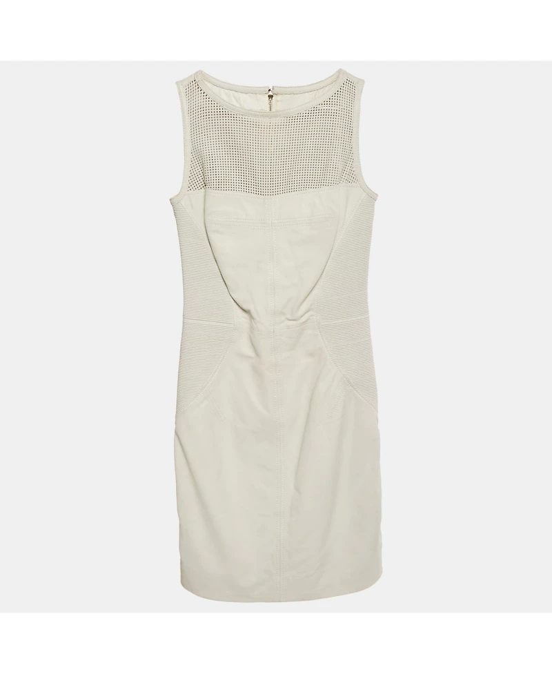 Pre-Owned Versace Women's Collection White Leather Sleeveless Mini Dress