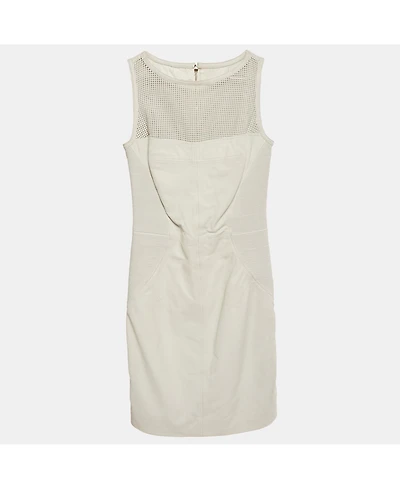 Pre-Owned Versace Women's Collection White Leather Sleeveless Mini Dress
