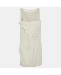 Pre-Owned Versace Women's Collection White Leather Sleeveless Mini Dress