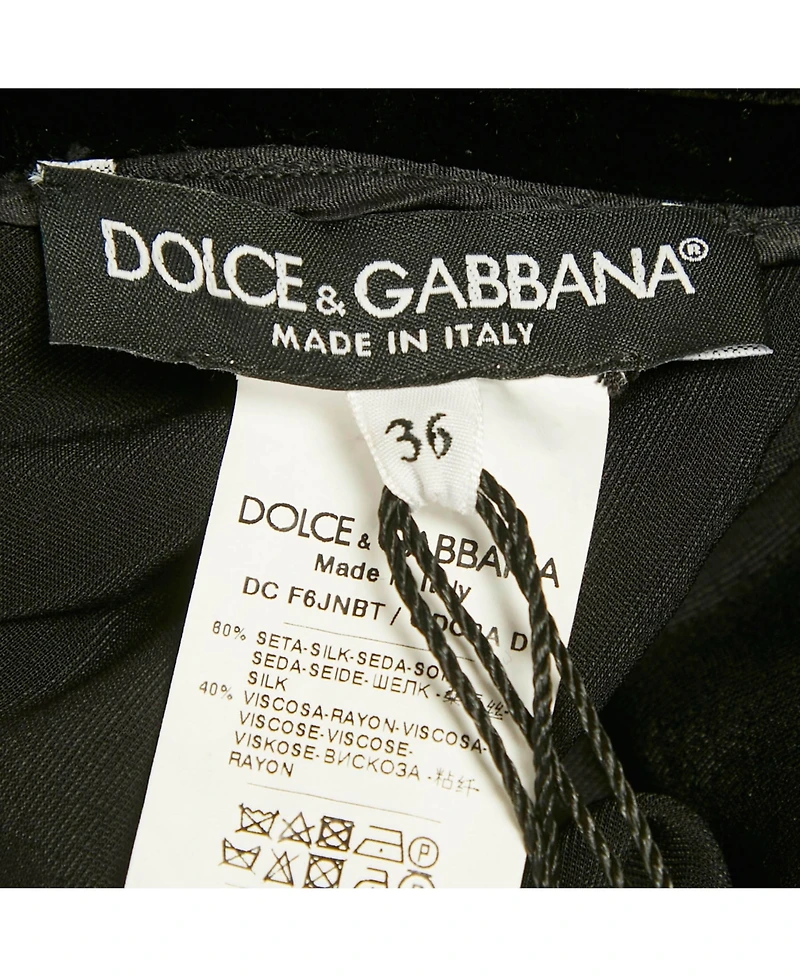 Pre-Owned Dolce & Gabbana Women's Black Organza And Velvet Belted Long Dress