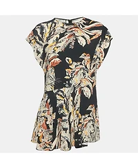 Pre-Owned Stella Mccartney Women's Navy Blue Printed Crepe Asymmetric Mini Dress