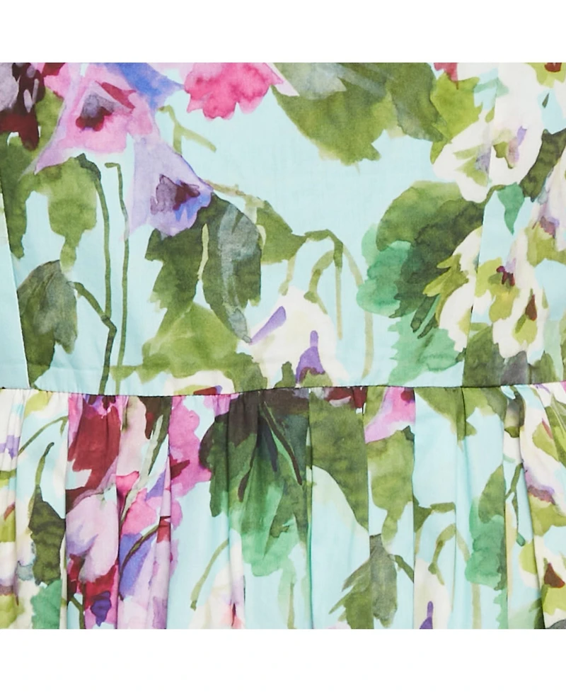 Pre-Owned Dolce & Gabbana Women's Blue Floral Print Cotton Midi Dress