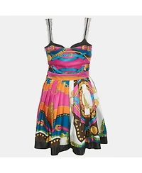 Pre-Owned Versace Women's Multicolor Printed Silk Top And Skirt Set