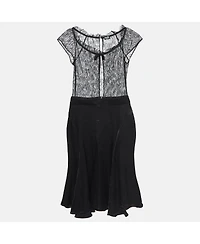 Pre-Owned Dolce & Gabbana Women's Pre-Owned D&g Black Lace And Satin Flared Short Dress