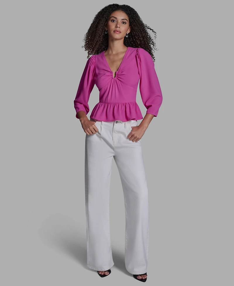 Bcbg Women's Long-Sleeve Peplum Top