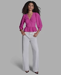 Bcbg Women's Long-Sleeve Peplum Top