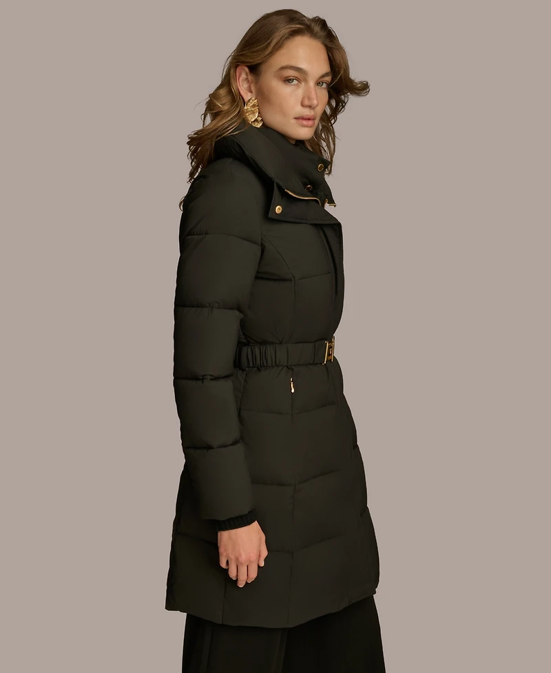 Donna Karan New York Women's Belted Bibbed Puffer Coat