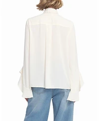 Elle Collection Women's Flounce-Trimmed Tie-Neck Blouse Top