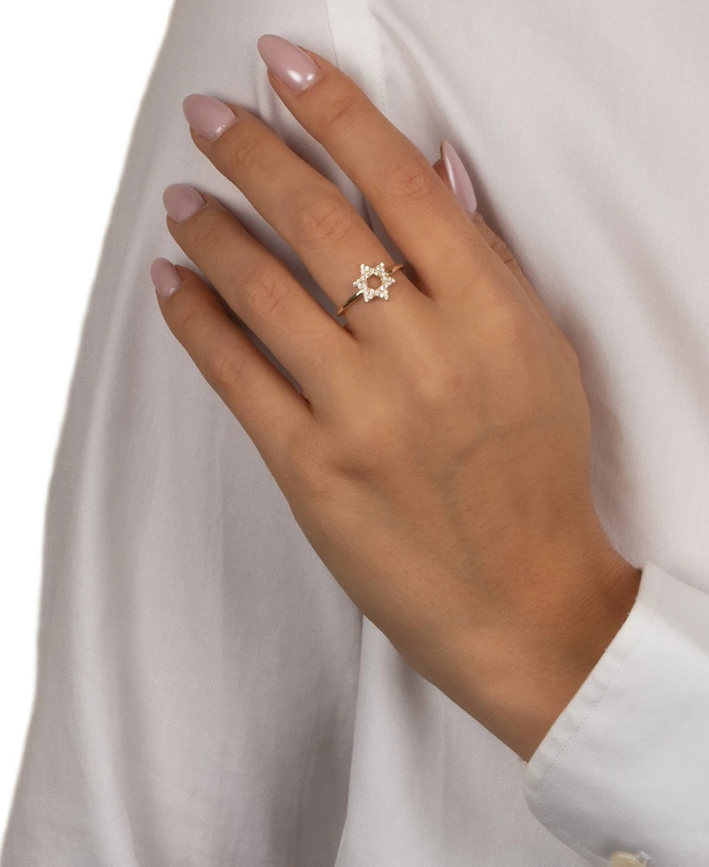 by Adina Eden Pave Gold Plated Star Of David Ring