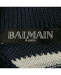 Pre-Owned Balmain Women's Navy Blue/white Stripe Knit Sleeveless Mini Dress