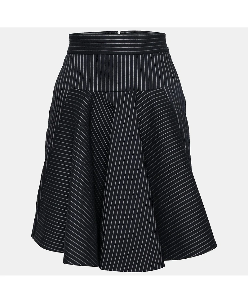 Pre-Owned Stella Mccartney Women's Black Cotton Striped Flared Mini Skirt