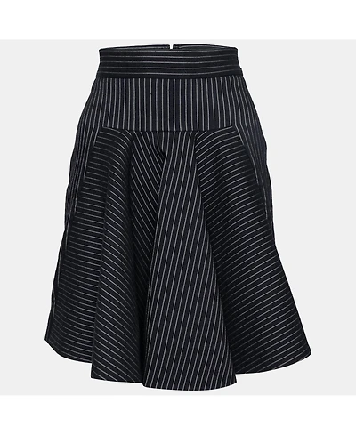 Pre-Owned Stella Mccartney Women's Black Cotton Striped Flared Mini Skirt