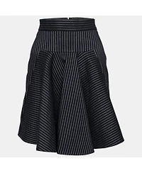 Pre-Owned Stella Mccartney Women's Black Cotton Striped Flared Mini Skirt