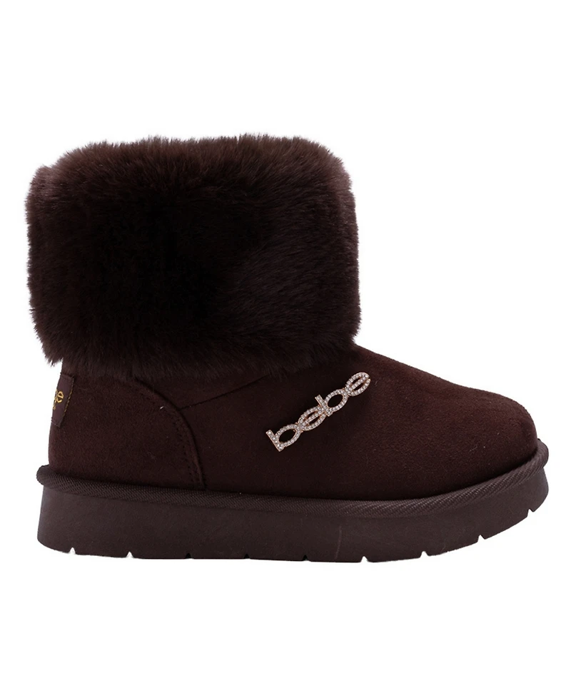 Bebe Girls' 1-13 Cuff Rhinestone Logo Boots