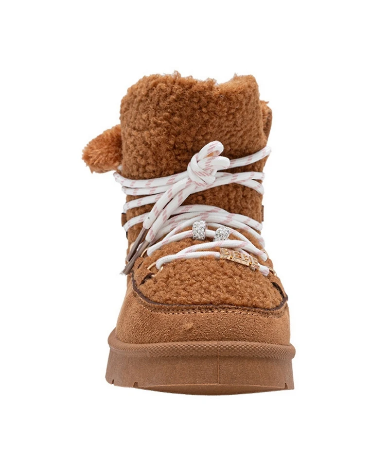 Bebe Girls' 1-13 Lace-Up Logo Charm Winter Boots