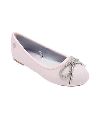 Bebe Girls' 1-13 Rhinestone Bow Glitter Ballet Flats