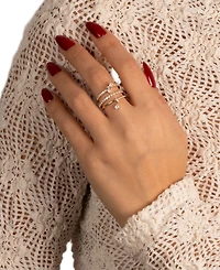 by Adina Eden Solitaires Teardrops Gold Plated Ring Combo Set