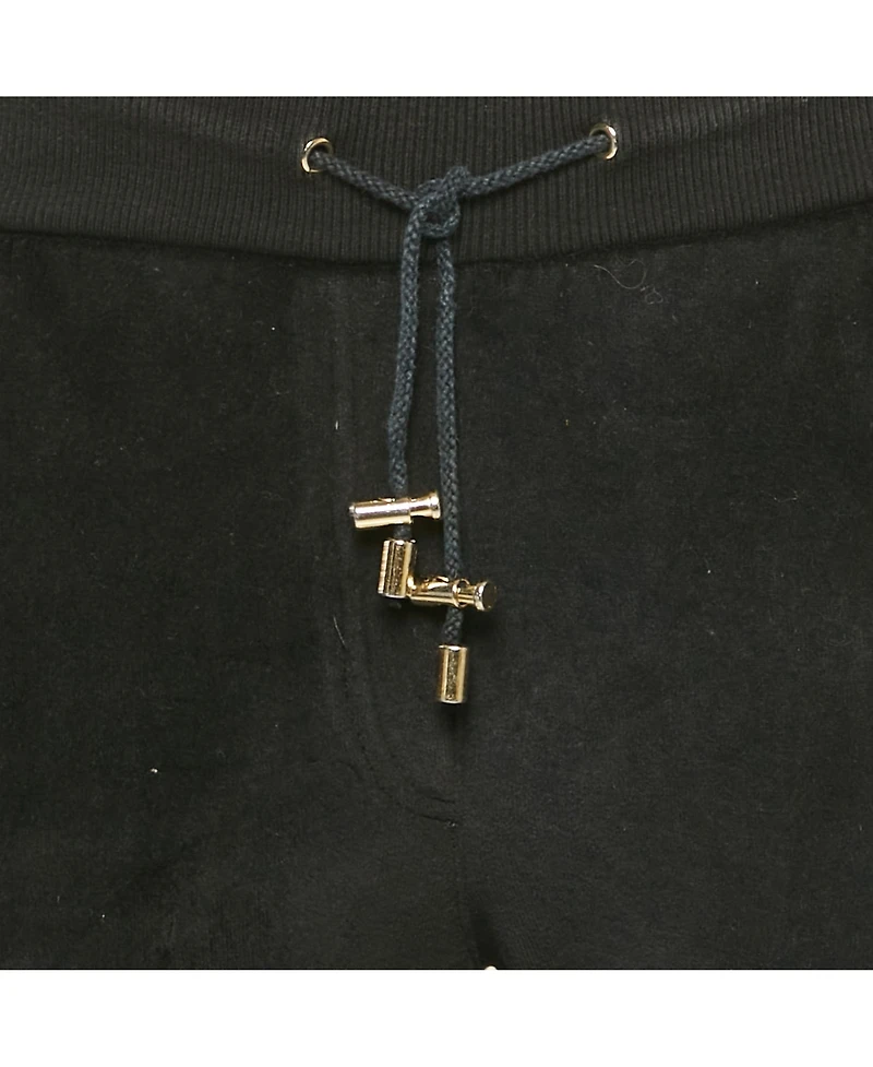 Pre-Owned Balmain Women's Black Velour Quilted Detail Pants