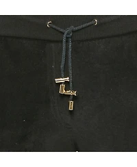 Pre-Owned Balmain Women's Black Velour Quilted Detail Pants