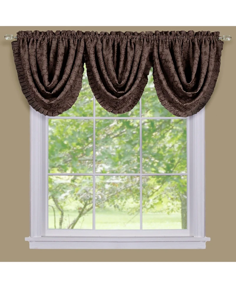 Kate Aurora 5 Piece Damask Thermal Blackout Rod Pocket Window Curtains & Valances Set