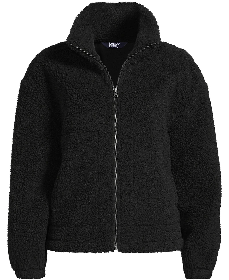 Lands' End Women's Shearling Zip Front Fleece Jacket
