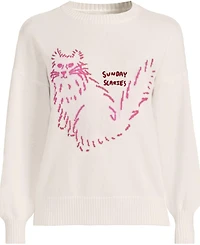 Lands' End Women's Drifter Drop Shoulder Placed Jacquard Crew Neck Sweater