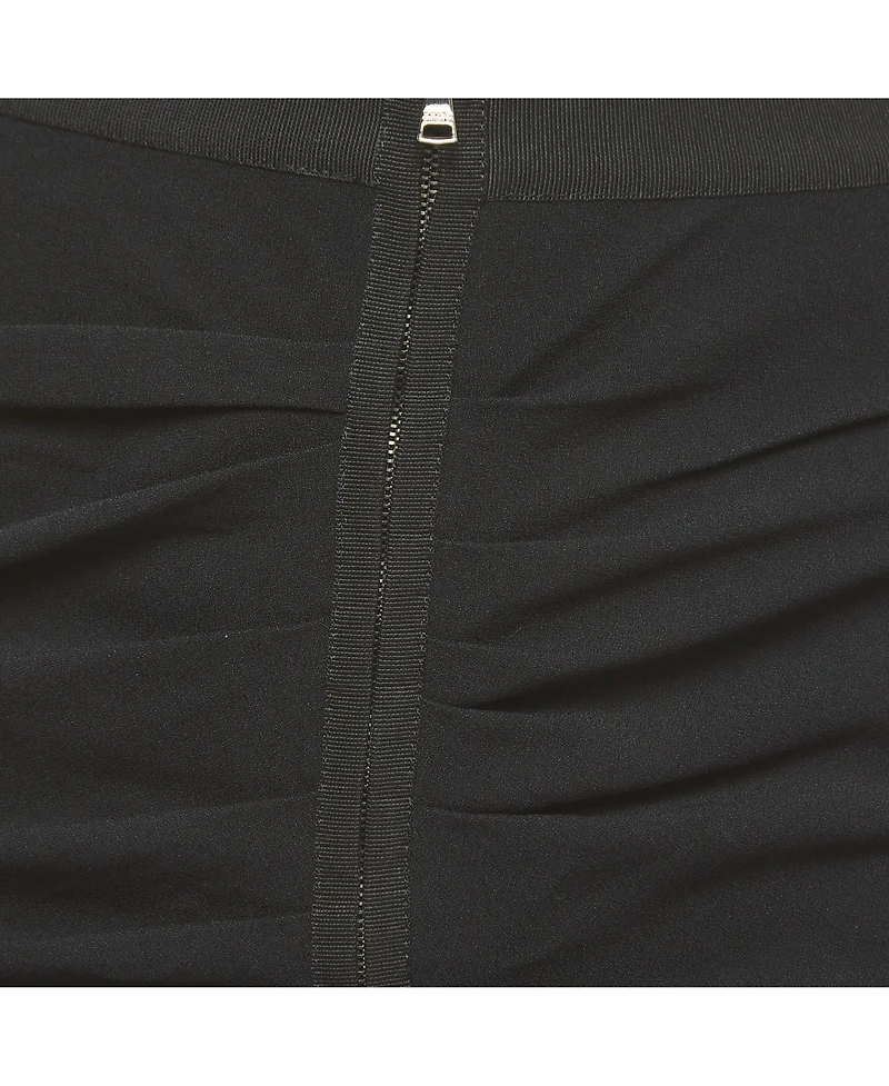 Pre-Owned Dolce & Gabbana Women's Black Ruched Crepe Double Zip Mini Skirt