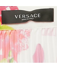 Pre-Owned Versace Women's Multicolor Floral Print Satin Pleated Asymmetric Midi Skirt