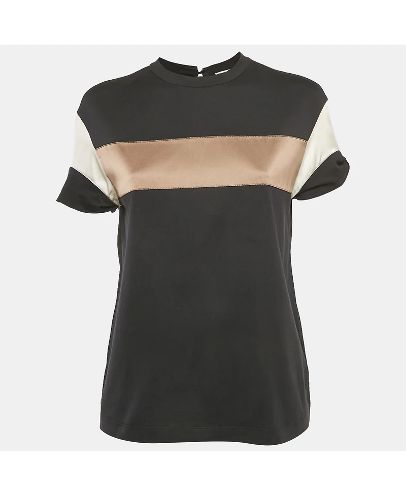 Pre-Owned Brunello Cucinelli Women's Satin Jersey Monili Detail Top