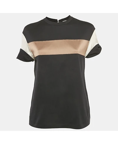 Pre-Owned Brunello Cucinelli Women's Satin Jersey Monili Detail Top