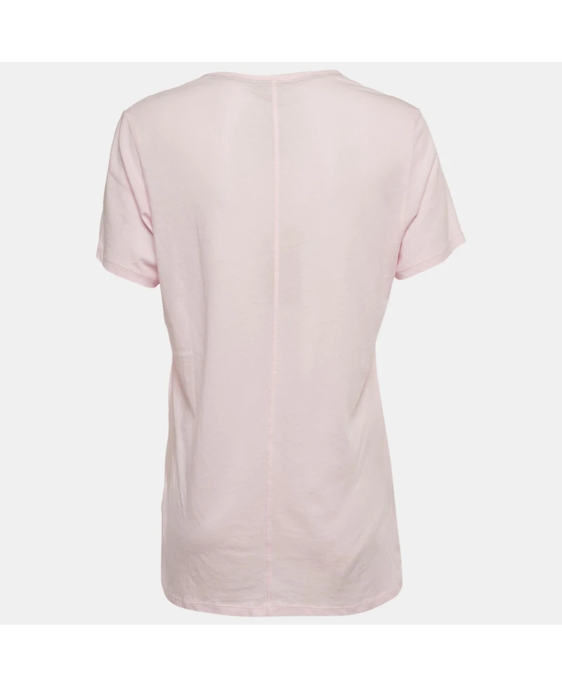 Pre-Owned Burberry Women's Logo Embroidered Cotton V-Neck T-Shirt