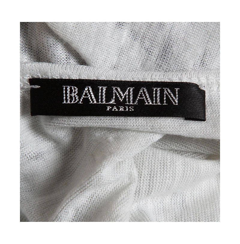 Pre-Owned Balmain Women's Pale Linen Jersey Red Indian Print Sleeveless Tank Top