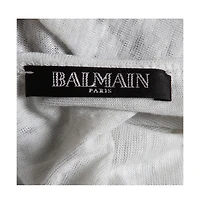 Pre-Owned Balmain Women's Pale Linen Jersey Red Indian Print Sleeveless Tank Top