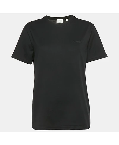 Pre-Owned Burberry Women's Black Logo Embroidered Jersey T-Shirt