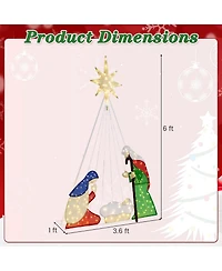 Costway 6 Ft Lighted Nativity Scene with 240 Led Lights Zip Ties & Ground Stakes
