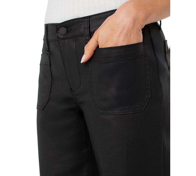 Liverpool Los Angeles Women's Crop Patch Pocket Wide Leg Jeans