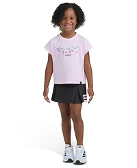 adidas Girls' 2T-6X Crewneck T-Shirt and Pleated Skort, 2-Piece Set