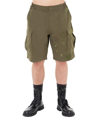Dai Moda Men's Menswear Patches Cargo Shorts