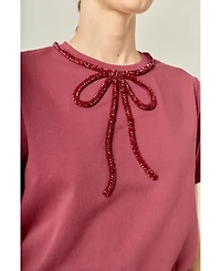 English Factory Petite Beaded Bow T-Shirt
