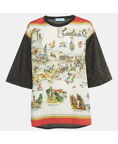 Pre-Owned Dolce & Gabbana Women's Printed Cotton Lisola Di Capri Top