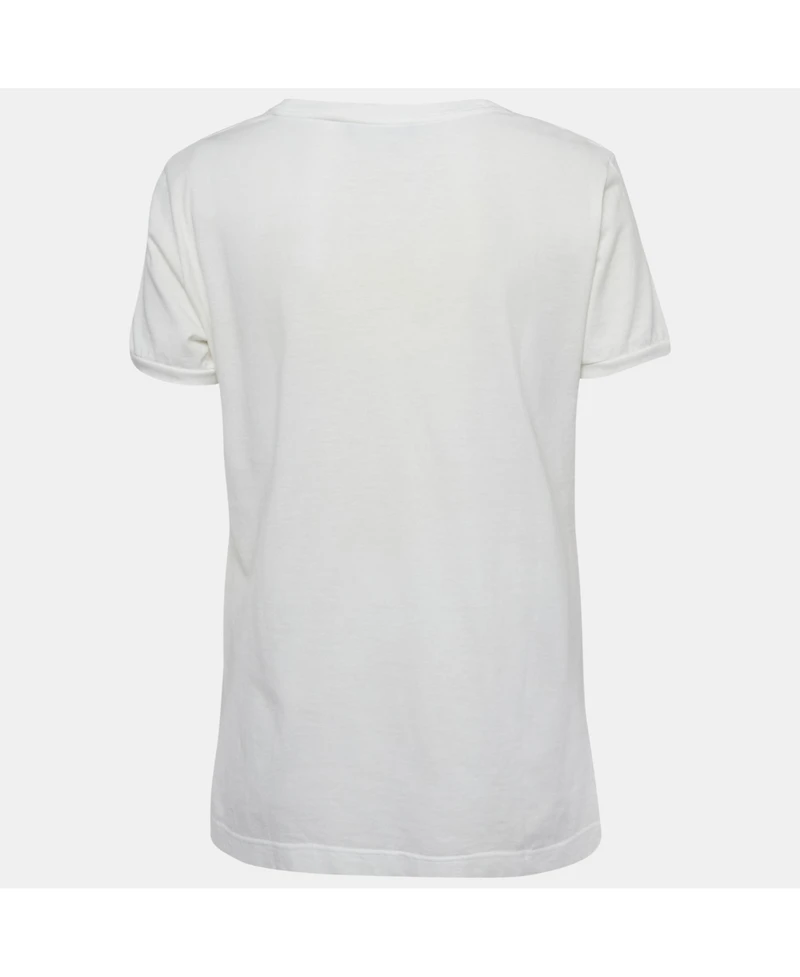 Pre-Owned Dolce & Gabbana Women's White Applique Cotton T-Shirt