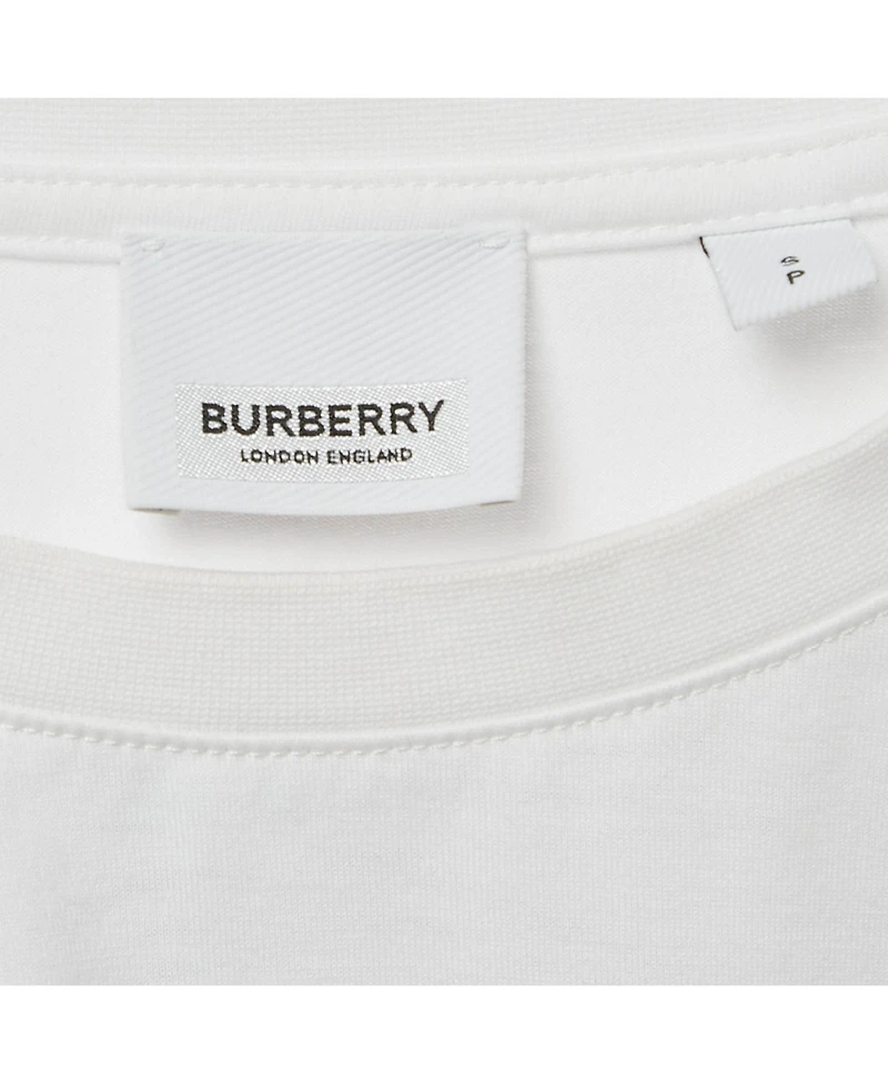 Pre-Owned Burberry Women's White Logo Embroidered Cotton Crew Neck T-Shirt