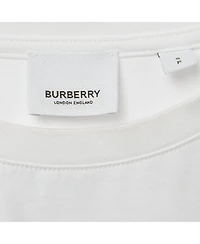 Pre-Owned Burberry Women's White Logo Embroidered Cotton Crew Neck T-Shirt