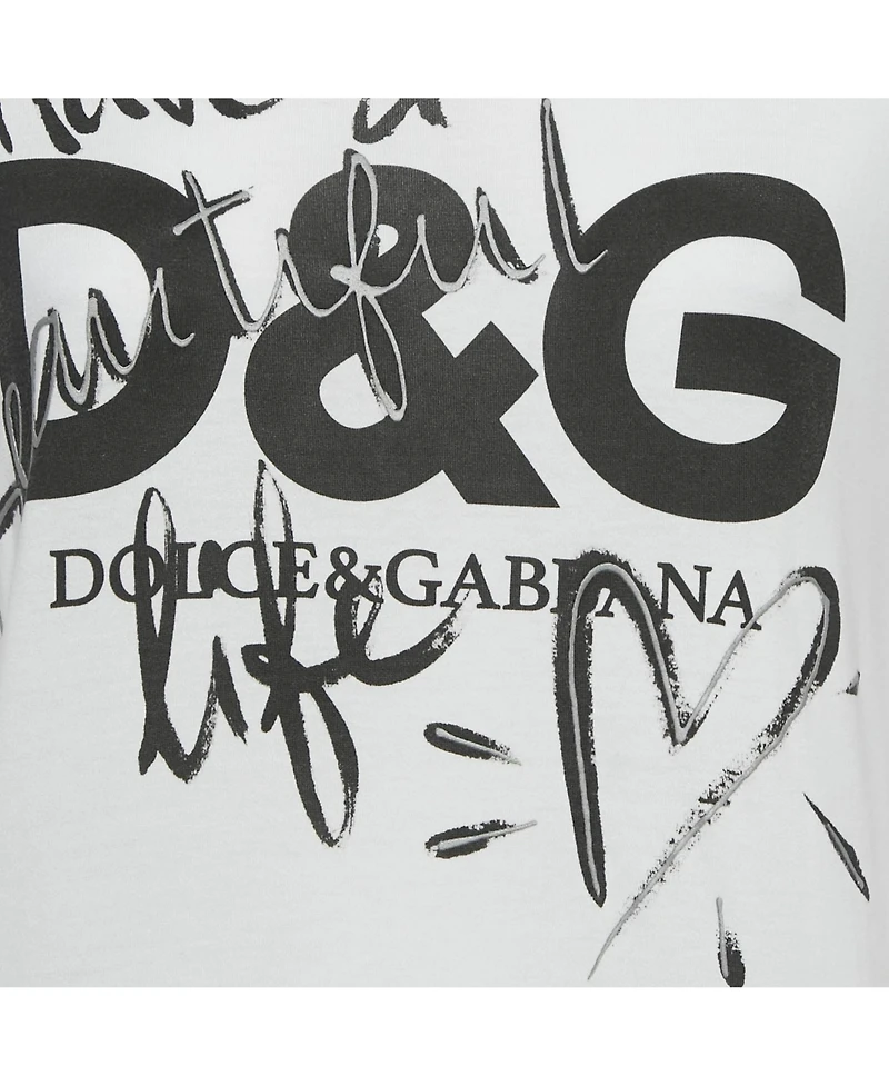 Pre-Owned Dolce & Gabbana Women's I Have A Beautiful Life Print Cotton T-Shirt
