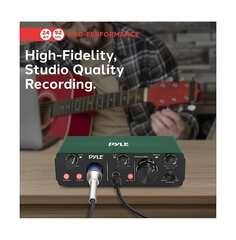 Pyle 2IN 2OUT Usb/Asio Audio Interface for Recording & Podcasting (PMUX42.5)