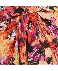 Pre-Owned Stella Mccartney Women's Red Floral Print Silk Tie-Up Trousers